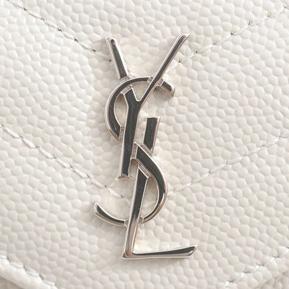 Saint Laurent Compact Wallet Monogram Leather White Gray Mini Wallet Handbag - Picture 3 of 5